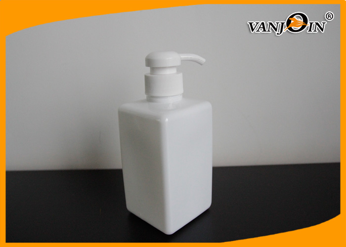 400ML Square White Plastic Cosmetic Bottles Shower Gel Bottle Fashion Pump