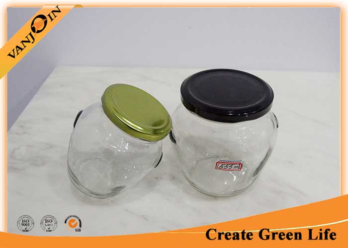 Clear 314ml Orcio Glass Food Jars Gold Metal Twist Off Lid For Jam