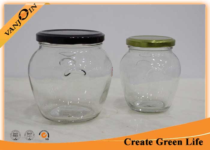 550ml Food Storage Glass Honey Jar With Black Lid 110mm Diameter