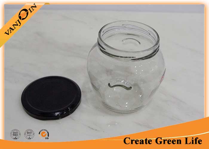550ml Food Storage Glass Honey Jar With Black Lid 110mm Diameter