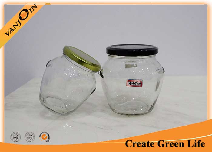 550ml Food Storage Glass Honey Jar With Black Lid 110mm Diameter