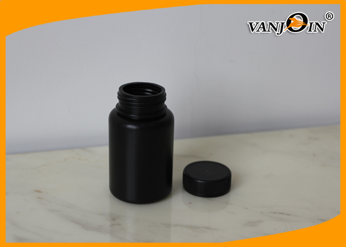 Medical 120cc HDPE Black Plastic Pharmacy Bottles , Medicine Pill Bottles