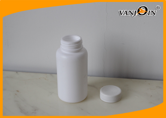 Small Empty Plastic Pharmacy Bottles , HDPE White 200cc Plastic Pill Bottles