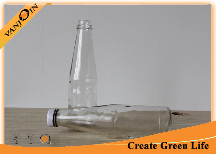 Metal Twist Off Cap 300ml Dressing Glass Sauce Bottles , Clear Glass Bottles For Sauces