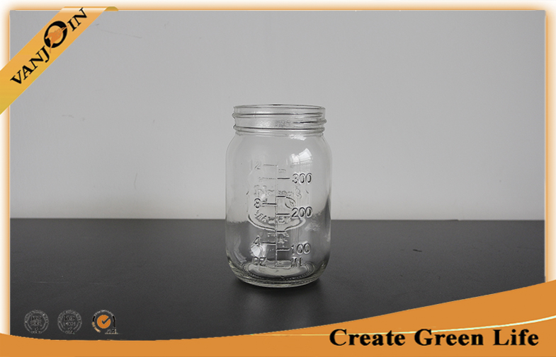 16oz Ice Cold Drink Clear Glass Eco Mason Glass Jars With Embossed Logo