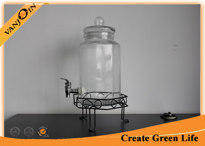 3.8L Eco Mason Glass Jars Octagon Shape Beverage Juice Glass Dispenser Jar