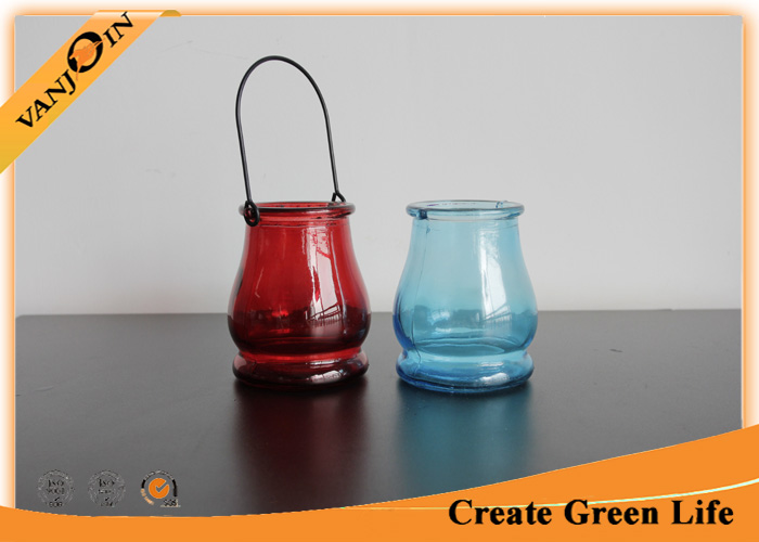 330ml Color Glass Hanging Candle Holder , Haning Colored Glass Jar