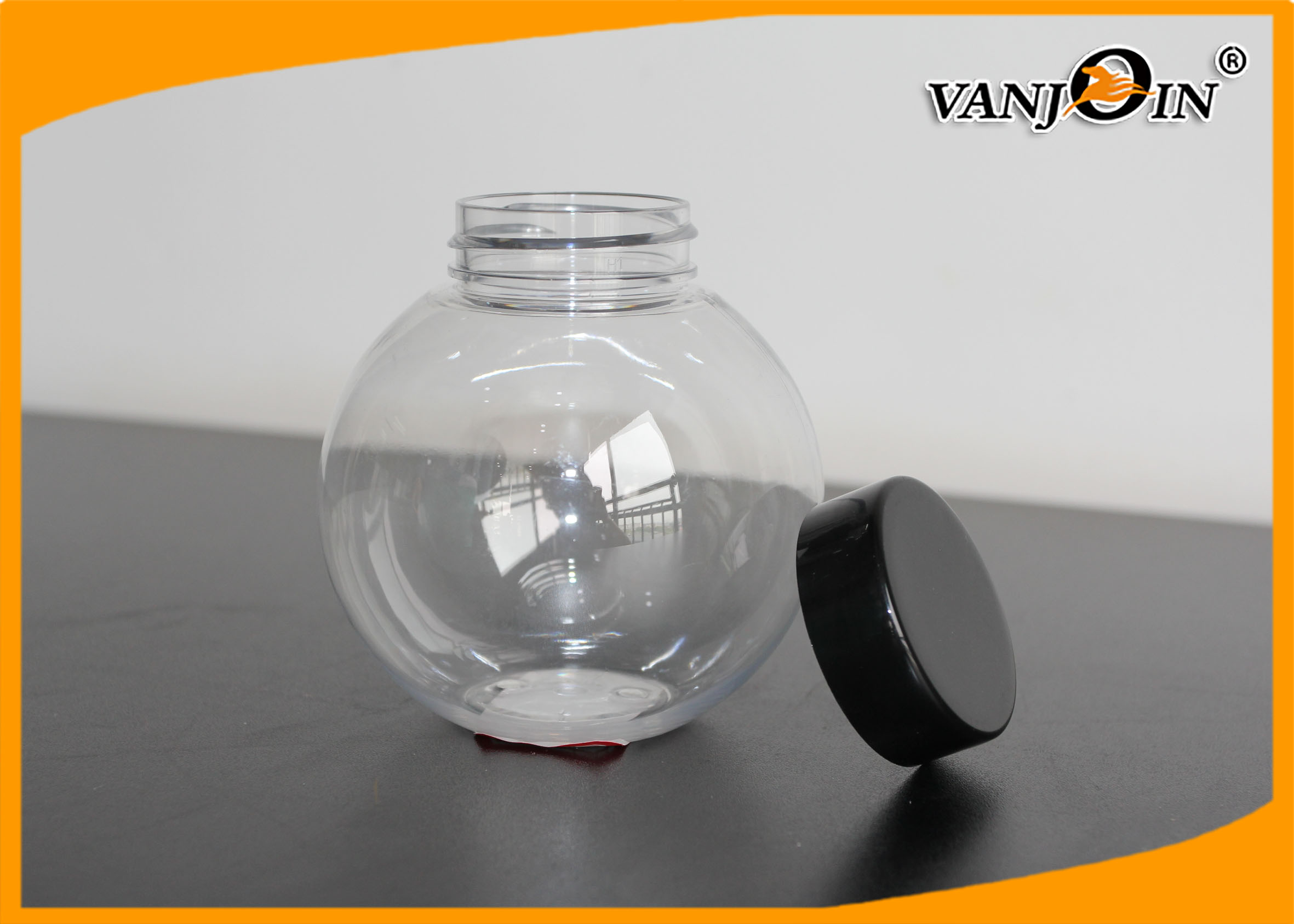 300ml Transparent Plastic Food Jars Round Plastic Candy Bottle