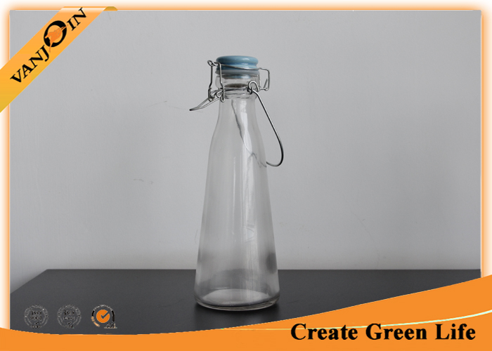 500 ml Glass Vintage Milk Bottles With Ceramic Lid / Wire Handle