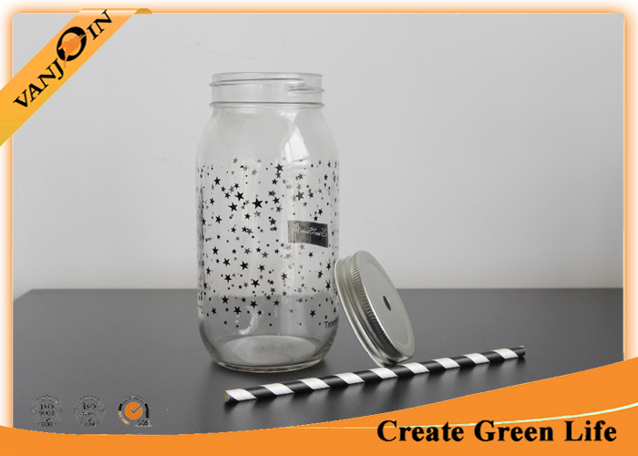 Canned Food / Beverage Packing Empty Mason Jars With Stars Printing