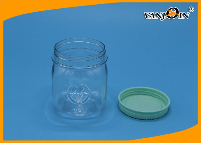Food Grade 300ML Clear PET Round Plastic Honey Jar / Plastic Jar for Nut Food