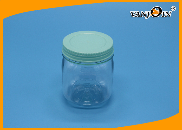 Food Grade 300ML Clear PET Round Plastic Honey Jar / Plastic Jar for Nut Food