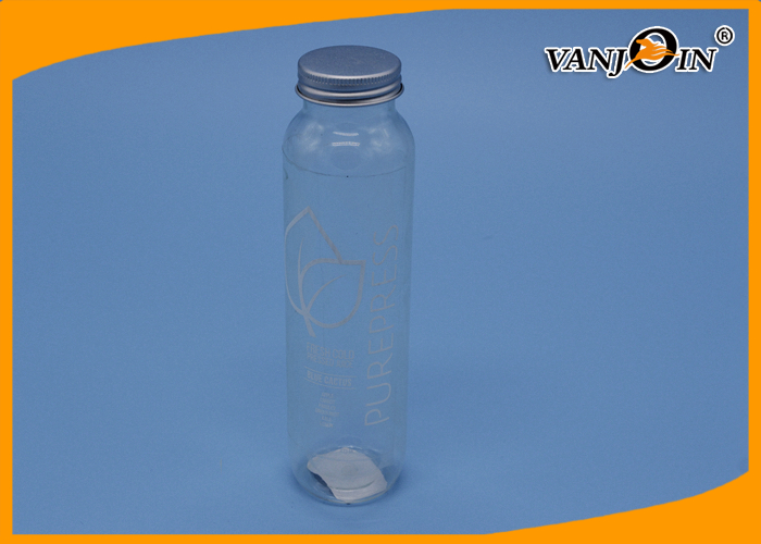 400ml Plastic Juice Bottle , Round Clear PET Juice Bottle For Beverage