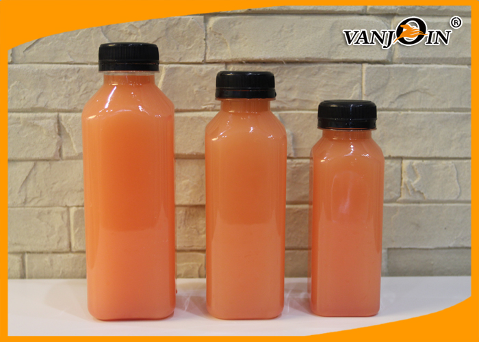 350ml 500ml Plastic French Square Juice Bottle For Cold Pressed Juice