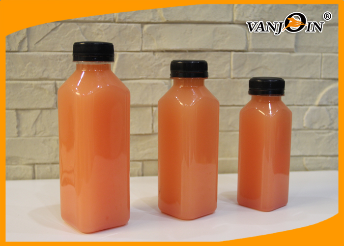 350ml 500ml Plastic French Square Juice Bottle For Cold Pressed Juice