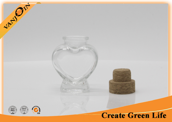 Mini Heart Shaped Crystal Glass Storage Jar For Candy Cookies With Cork