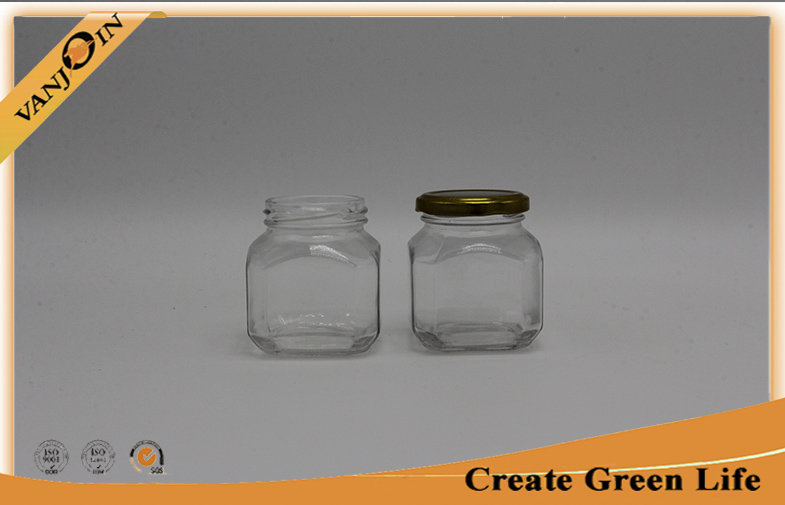 200ml reusable safe Glass Food Jars With Golden Color Lug Cap