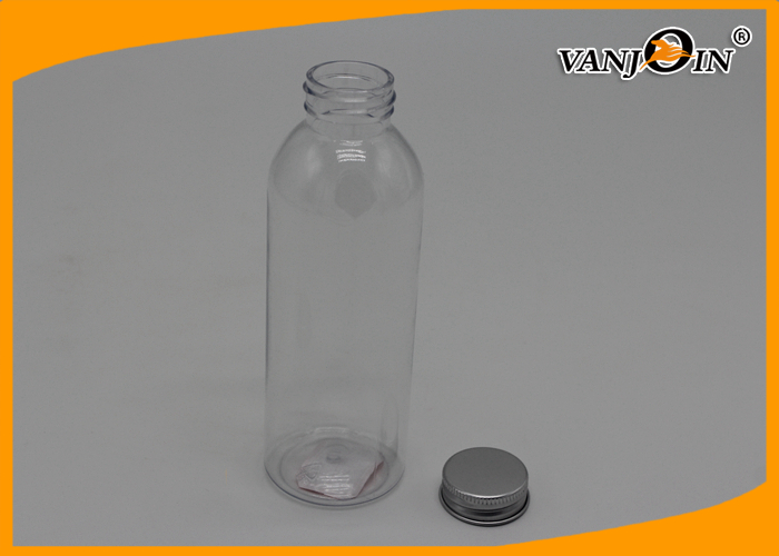 Fresh empty clear plastic juice bottles , recycling juice bottles plastic