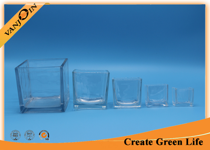 Recycled decorative Crystal Square clear glass vases Family Sizes