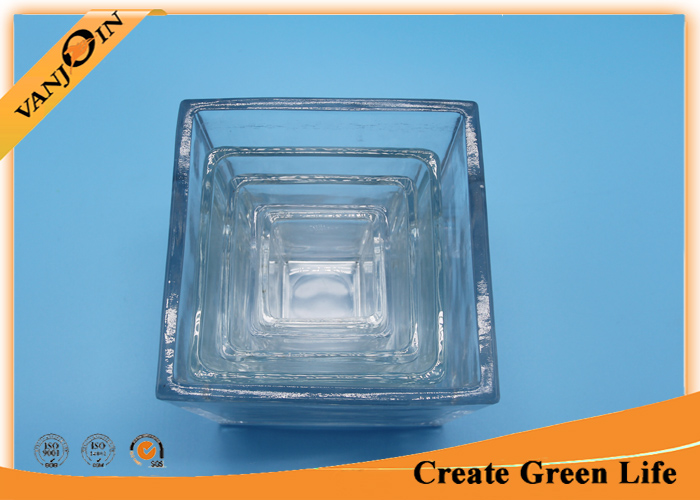 Recycled decorative Crystal Square clear glass vases Family Sizes