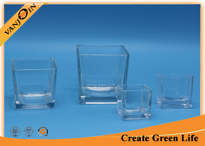 Recycled decorative Crystal Square clear glass vases Family Sizes