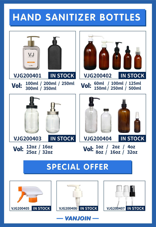 Promotion of glass bottles with pump sprayer in bulk