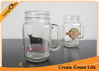 China 16oz Customized Printing Glass Drinking Mason Mug With Handle , Mason Glass Jars with Lids factory