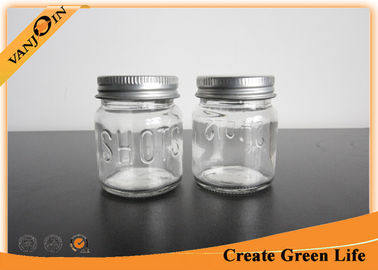 2oz Short Eco Mason Glass Jars With Silver Metal Lid , Clear Miniature Glass Bottles for Sauce
