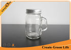 China Screwing Top Flint 4oz Eco Mason Glass Jars With Handle , Glass Mason Jar Mugs factory