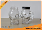 China Clear Skull Head 16oz Mason Glass Jar with Metal Screw Cap / Mason Jar Glasses With Handles factory