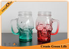 China 16oz Green and Red Color Skull Head Glass Drinking Mugs With Handle factory