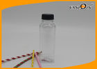 China 300 Ml french square Plastic Juice Bottles custom sticker , PET factory