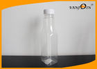 China Long Neck Square PET Plastic Juice Bottles With Tamper Evident Cap 400ML for Beverage Plant factory