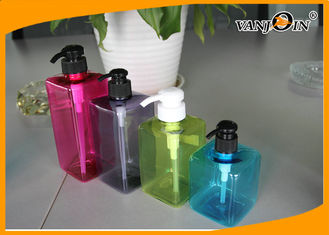 China 350ml / 400ml / 500ml / 600ml Square PET Cosmetic Bottles , Durable Plastic Bottle supplier