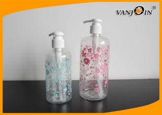 China 250ml / 500ml Clear Cosmetic Packing Plastic Bottle with Lotion Pump , Recycling PET Bottles supplier