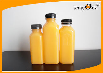 China 250ml 350ml 500ml French Square Plastic Juice Bottles with Lids , Pet Milk Bottle supplier