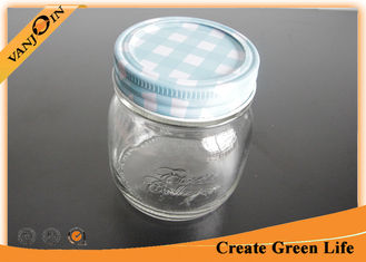 China Home Food Storage 8oz Flint Square Eco Mason Glass Jars 250ml With Metal Screw Lids supplier