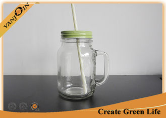 China Beer Drink 20oz Glass Mason Jar Mugs With Handle , 600ml Mason Drinking jJars supplier