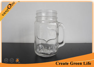 China Beverage 16oz Eco Glass Jar Mugs With Straw Lid , Glass Mason Jars with Handles supplier