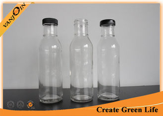 China Clear 12oz Glass Sauce Bottles With Lid , Sealable Glass Pepper Sauce Bottles supplier