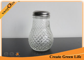 China Pineapple Shaped Glass Spice Bottles With Stainless Steel Shaker Lids , Small Clear Bottles supplier