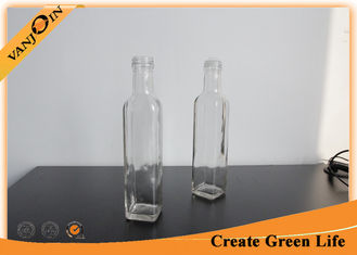China Reusable Square Sauce Packing 250ml Glass Bottles With Reducer and Plastic Lid supplier