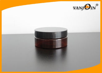 China Dark Amber 150ml PET Plastic Cream Jar with Black PP Screw Cap , Plastic Cosmetic Jars supplier