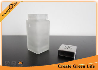 China Small Glass Sauce Bottles Wholesale , 100ml Square Spice Glasss Bottle with Metal Shaker Lid supplier