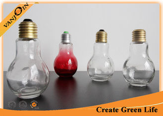China Bulb Shape Glass Beverage Bottles / Small 100ml Glass Bottles with Gold Metal Screw Lid supplier
