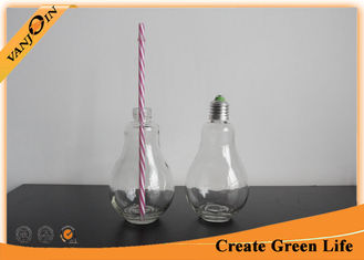 China Candy Storage 200ml Bulb Shaped Glass Beverage Bottles With Metal Cap , Glass Drinking Bottles supplier