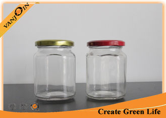 China 8oz 250ml Octagonal Empty Glass Food Jars Wholesale with Colored Metal Cap supplier