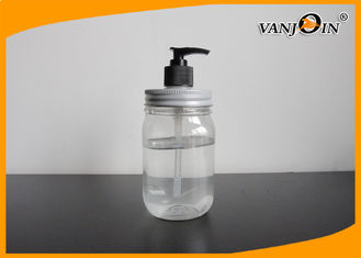 China 550ML Single Wall Reusable Plastic Mason Jar With Metal Lid and Straw , PET Beverage Jars supplier