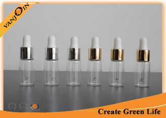 China 5ml Clear E-cig Liquid Bottles Pharmaceutical Glass Vial With Gold / Sliver Aluminum Dropper supplier