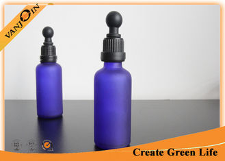 China 50ml Blue Frosted Blue or Amber Glass Bottles for Essential Oils With Dropper Cap supplier